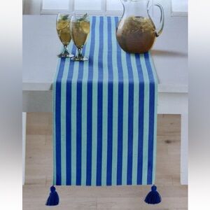 Celebrate Together Summer Blue Stripe Reversible Table Runner 13x72 100% Cotton